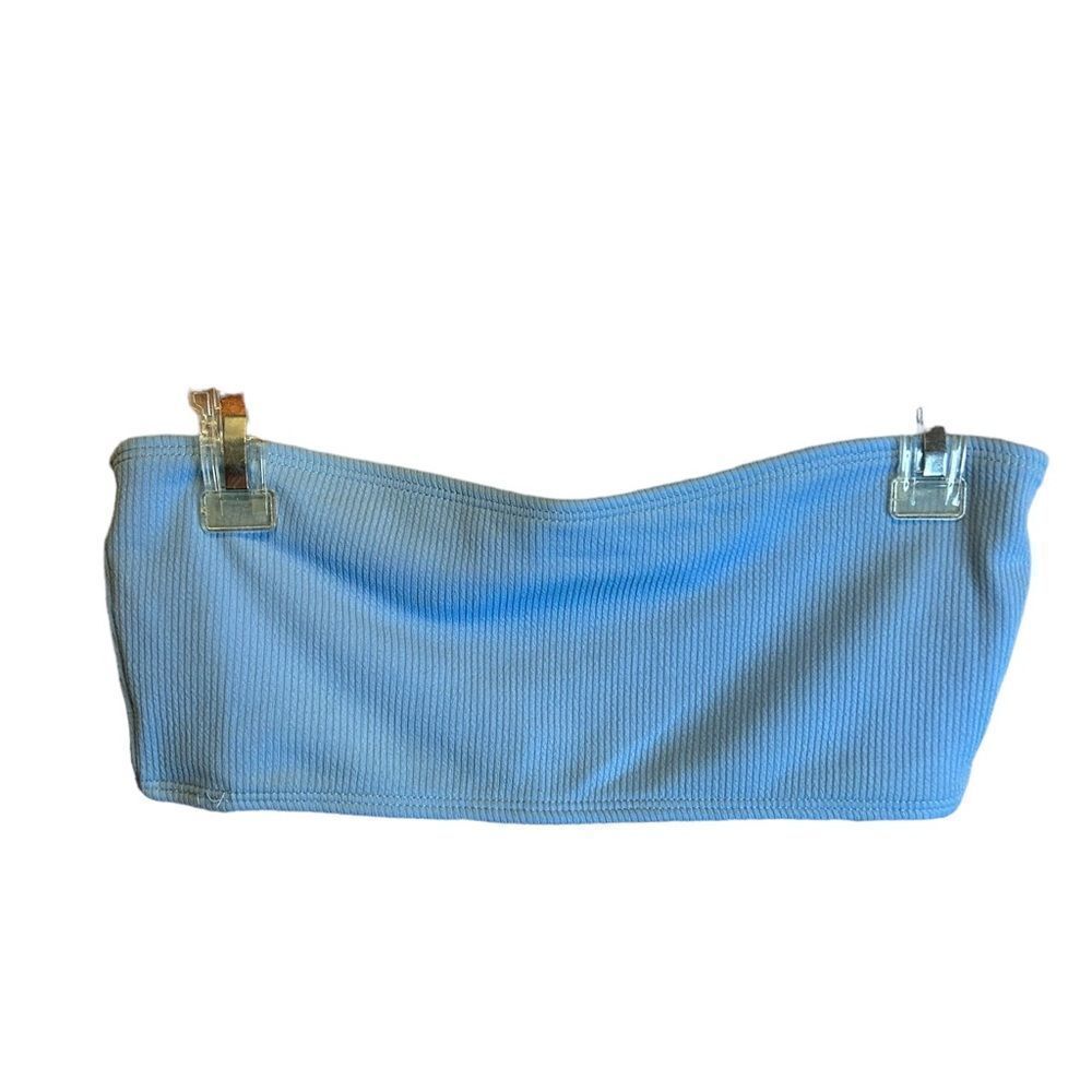 5 for $25🔥Medium Blue Ribbed Strapless Swimsuit Bikini Top